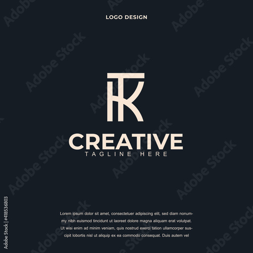 Abstract letter kt and tk icon logo design vector illustration, letter kt and tk luxury company branding Creative logo design