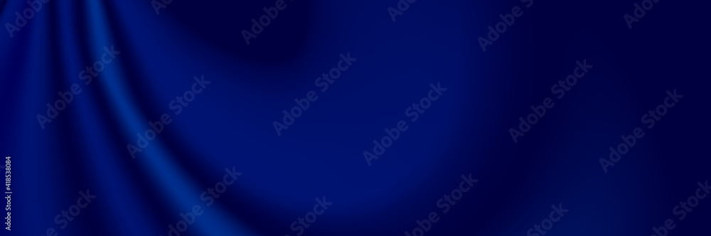Vector luxury realistic blue silk satin drape textile background. Elegant fabric shiny smooth material with waves. 
