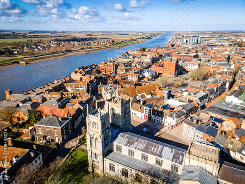 Fotomurale An aerial view of King's Lynn, a seaport and market town in Norfolk, England