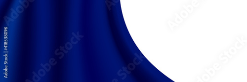 Vector luxury realistic blue silk satin drape textile background. Elegant fabric shiny smooth material with waves. 