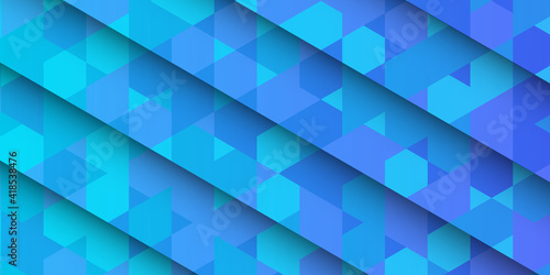 Abstract blue geometric background with polygonal triangles. 