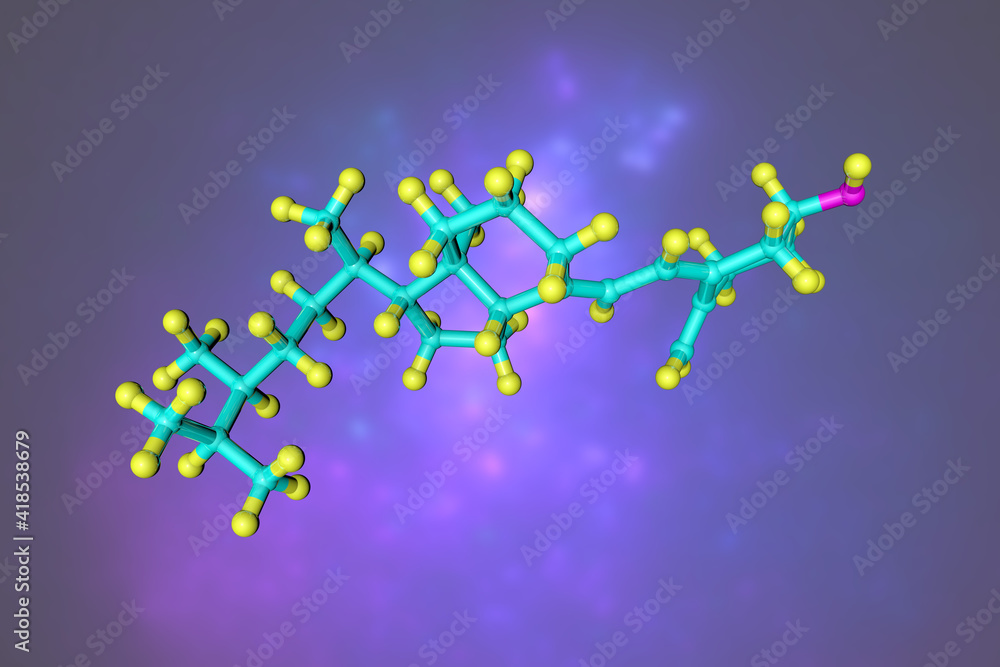 Molecular model of vitamin D4, one of the group of fatsoluble