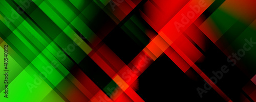 High contrast green and red background with 3d overlap layers
