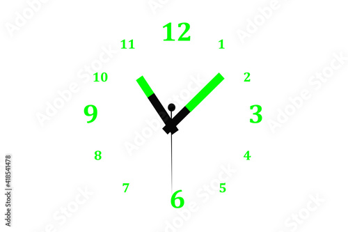 Glow in the dark with a green alarm clock. management Time. Vector illustration.