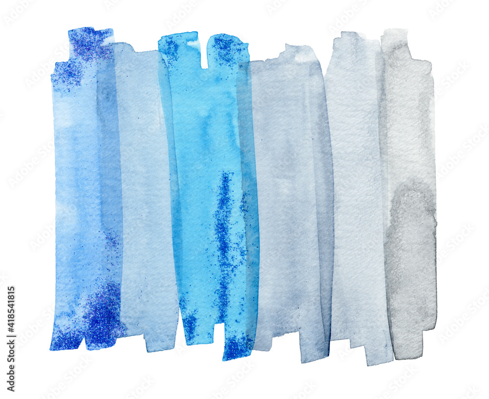 Watercolor Blue Brush Strokes Isolated Over White