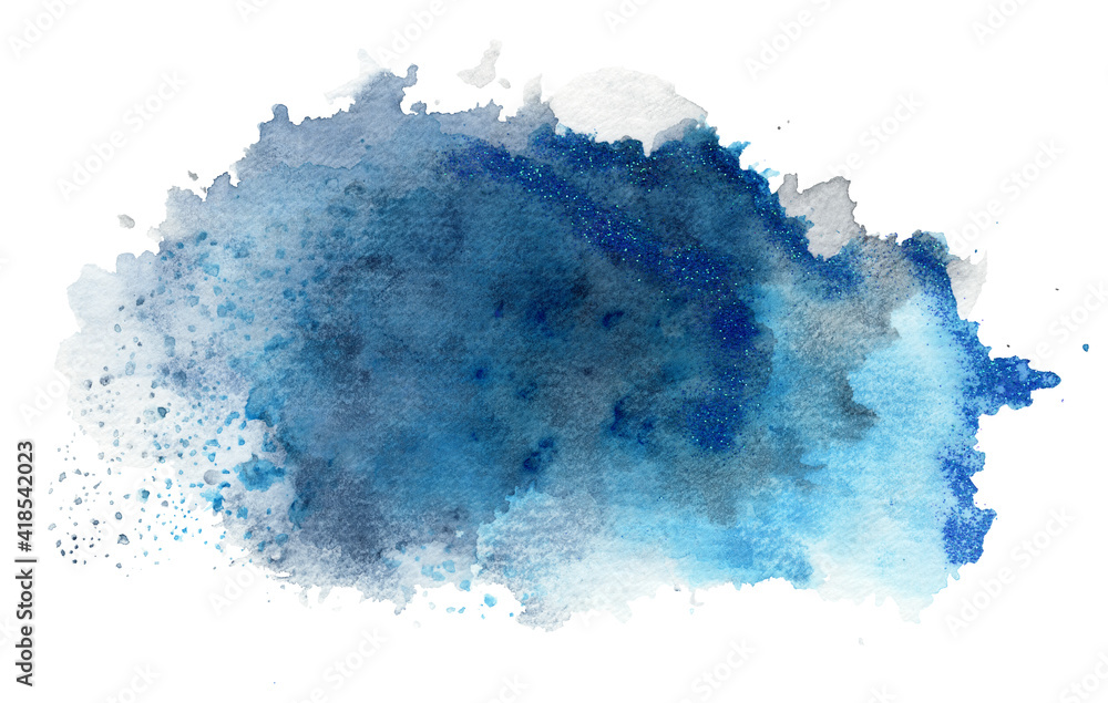 Watercolor Blue Clouds Isolated On White Background
