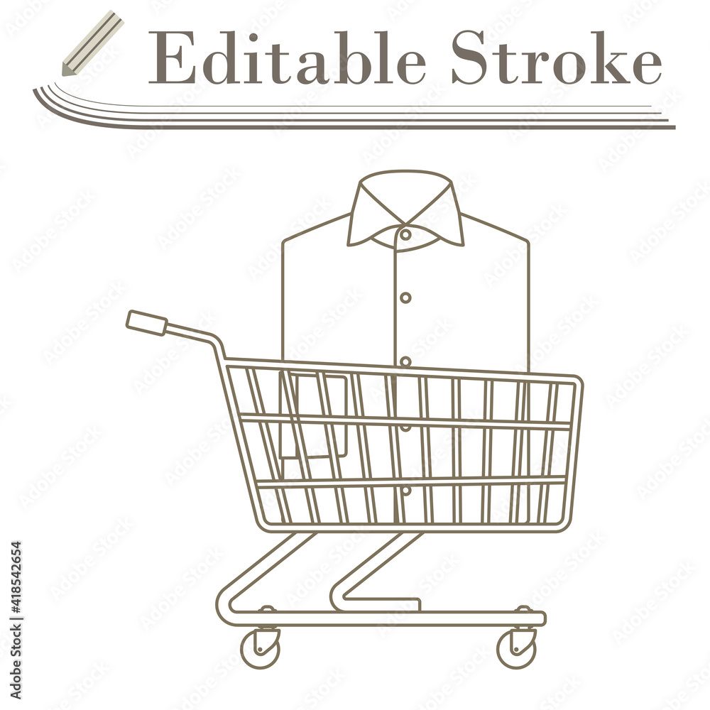 Shopping Cart With Clothes (Shirt) Icon Shopping Cart With Clothes (Shirt) Icon