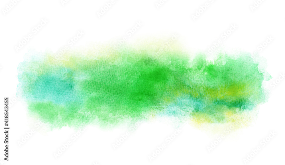 Watercolor Green And Yellow Smears Isolated