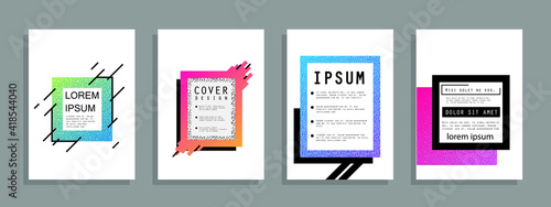 Covers templates set with graphic geometric elements. Applicable for brochures, posters, covers and banners. Vector illustrations.