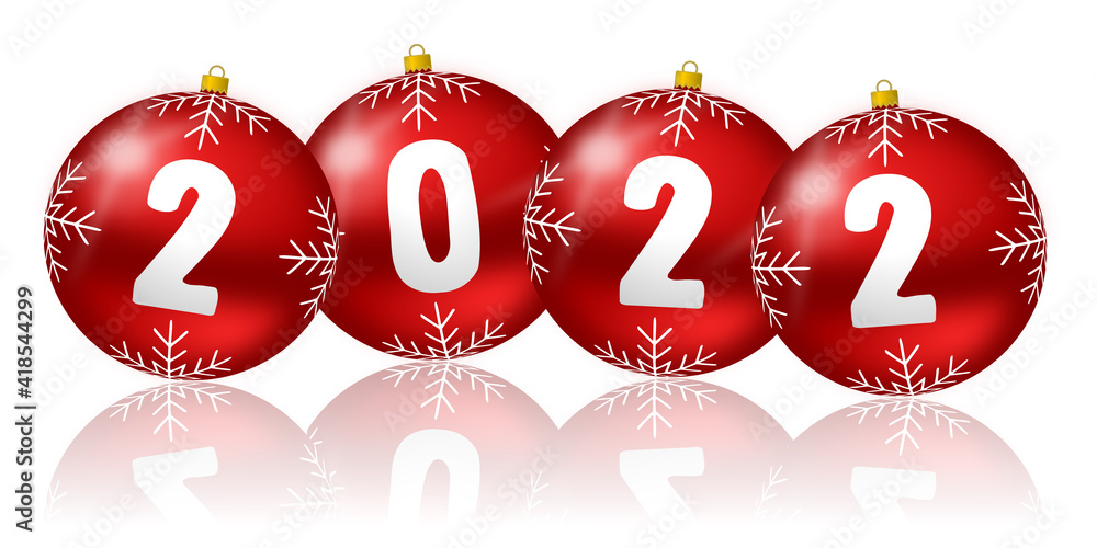 New years 2022 background with christmas balls