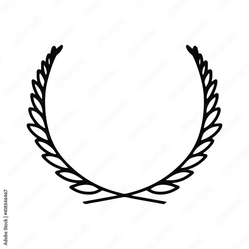 Laurel wreath. Vector hand drawn laurel wreath isolated on white background. Doodle style. Outline floral frame. Laurel wreath. Vector hand drawn laurel wreath isolated on white background. Doodle style. Outline floral frame.