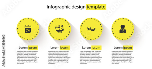 Set Independence day of Ukraine, Monument to founders Kiev, Glass with vodka and Ukrainian cossack. Business infographic template. Vector.