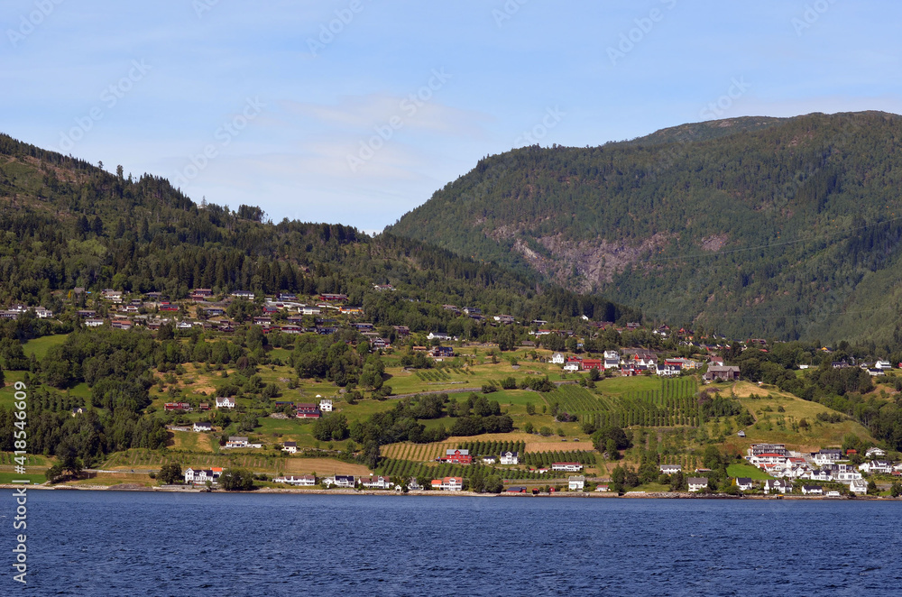 View from the board of Flam - Bergen ferry. Sognefjord, Norway, Scandinavia. Tourism and travel.