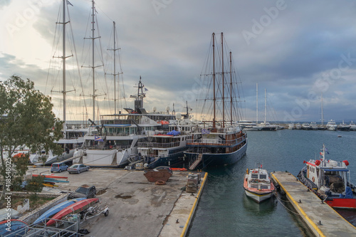 view of Marina Zeas at winter, Piraeus port,Greece