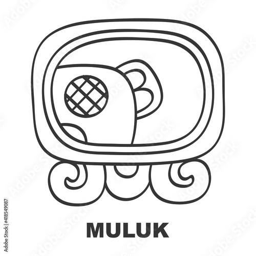 Vector icon with Glyph from Maya calendar Tzolkin. Calendar day symbol Muluk photo