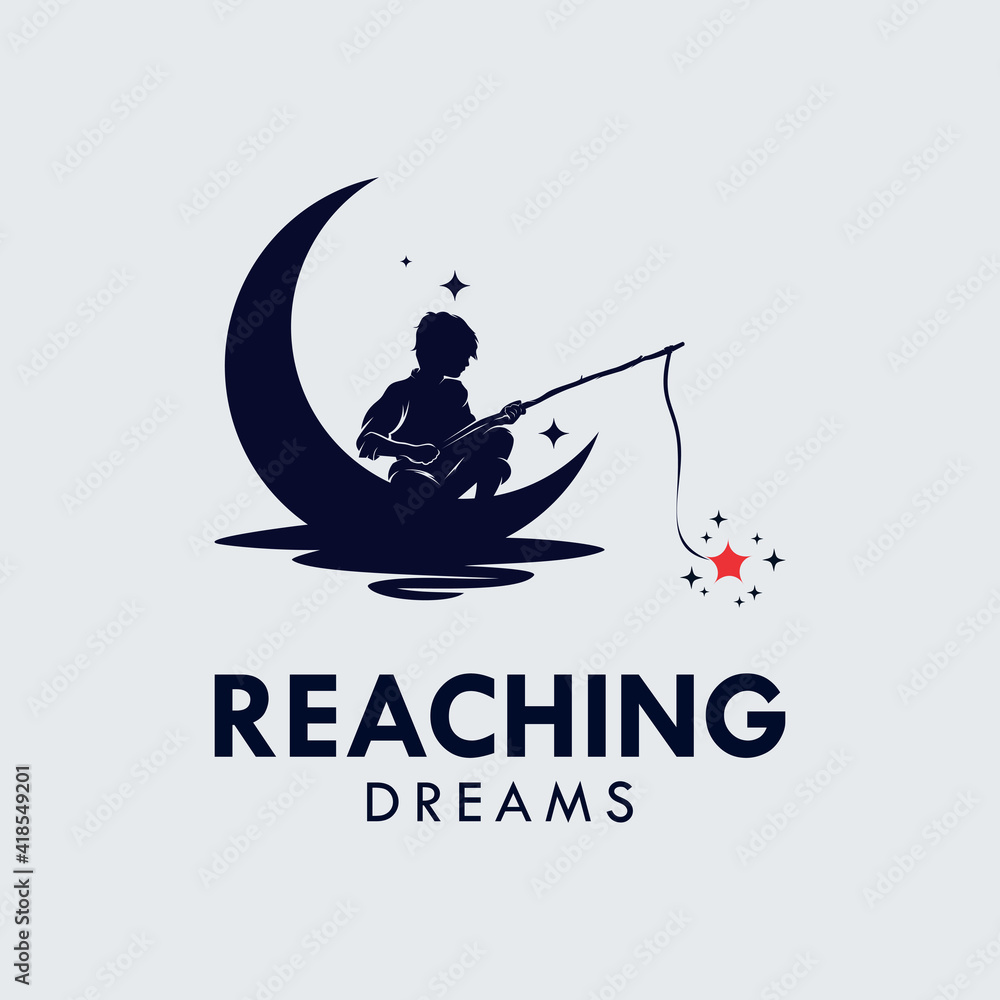 Set of Kids Reach Dreams logo with Moon symbol