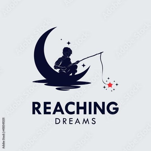 Set of Kids Reach Dreams logo with Moon symbol