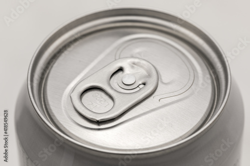 closed lid of an aluminum can close-up macro