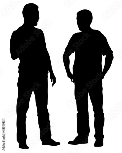 Crowds young people on street. Isolated silhouette on a white background