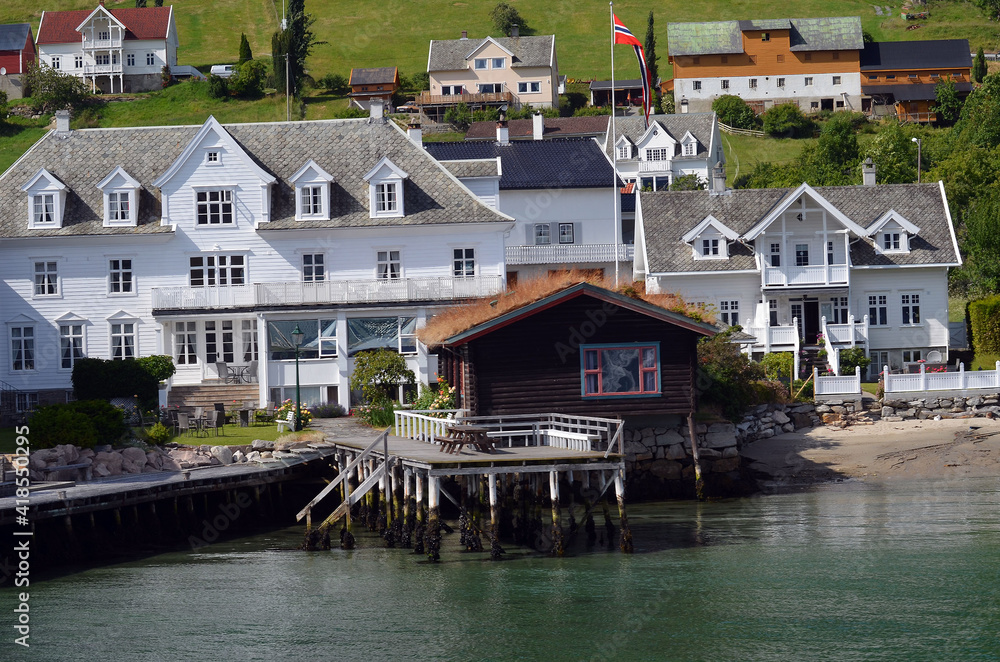 View from the board of Flam - Bergen ferry. Sognefjord, Norway, Scandinavia. Tourism and travel.