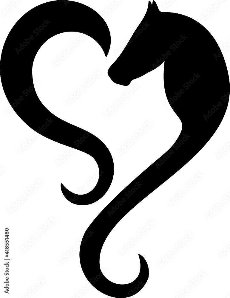 Naklejka premium Vector illustration of the horse love abstract sign