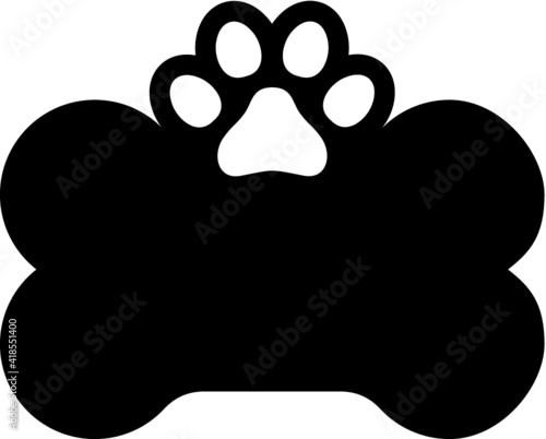 Vector illustration of the dog bone paw name tag