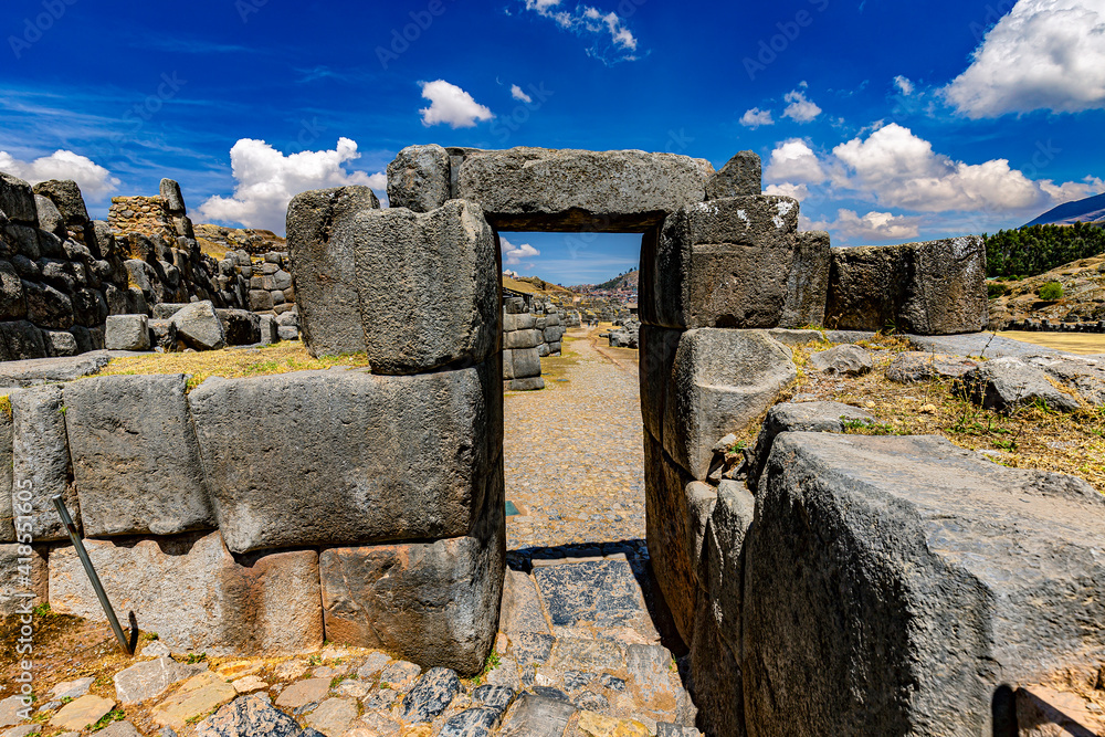 Peru. Cusco, historic city of the Inca Empire. Sacsayhuaman, Inca fortress - the details of the stonework