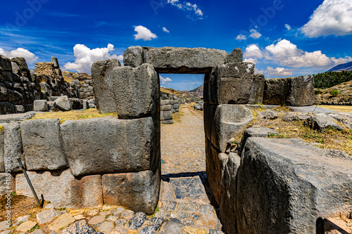 Obraz na płótnie Peru. Cusco, historic city of the Inca Empire. Sacsayhuaman, Inca fortress - the details of the stonework w salonie