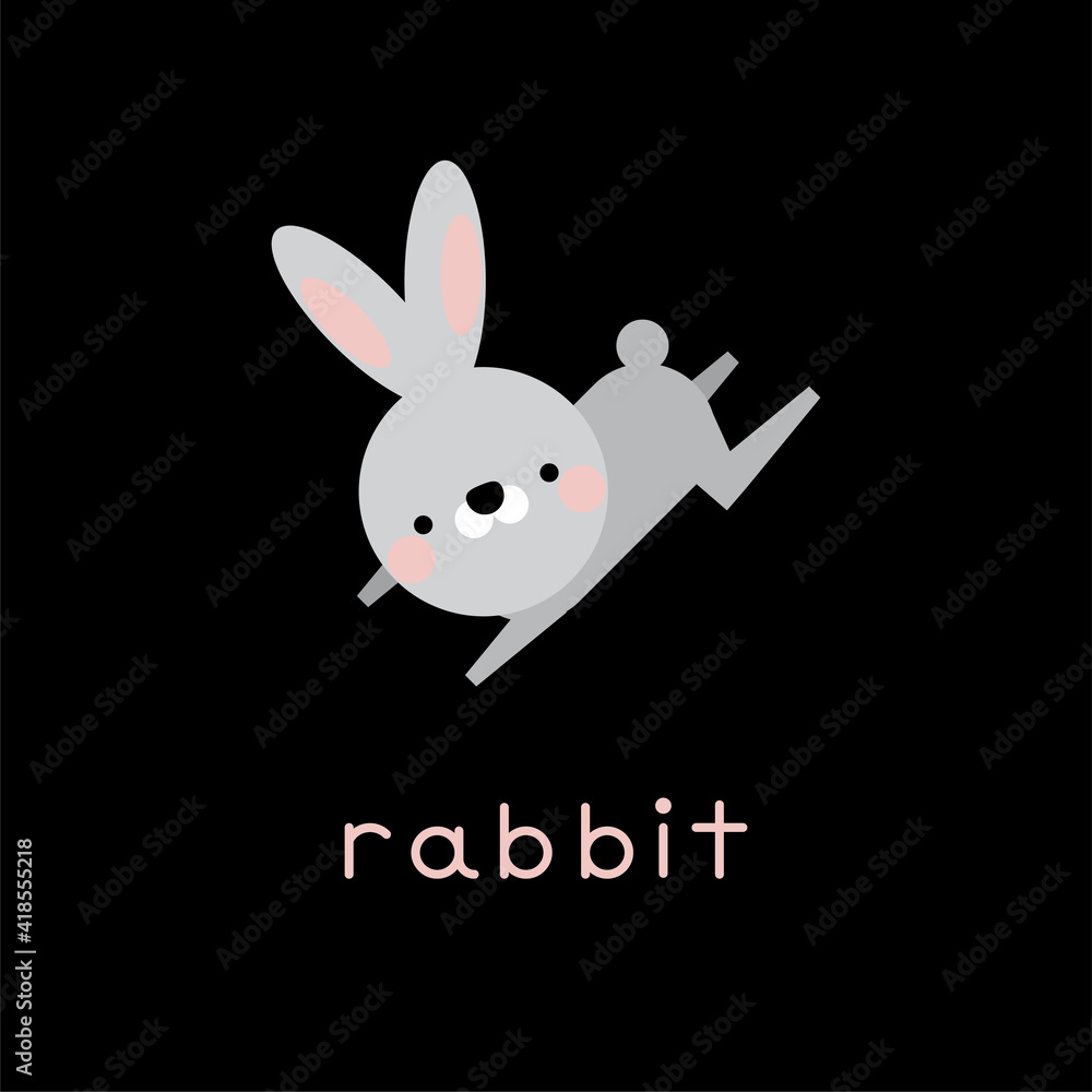 Fototapeta premium Cute cartoon rabbit jumping. Vector illustration.