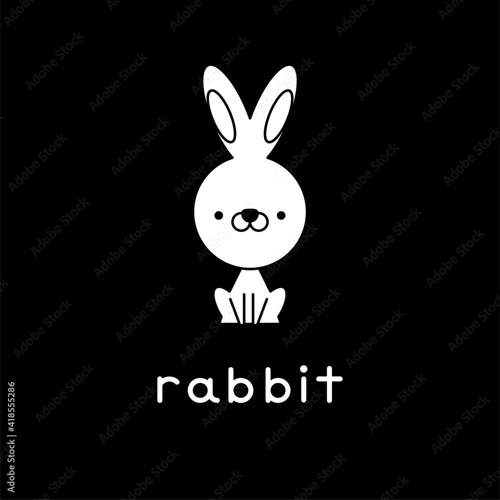 Fototapeta premium Outlined cute cartoon rabbit. Vector illustration.