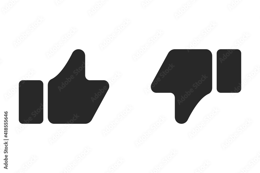Like and dislike icon. Set of trendy like and dislike icons in flat style. Like and dislike for social networks. Vector illustration. Like and dislike icon. Set of trendy like and dislike icons in flat style. Like and dislike for social networks. Vector illustration.