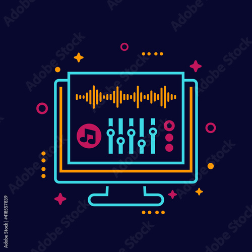 audio editing and sound production vector illustration