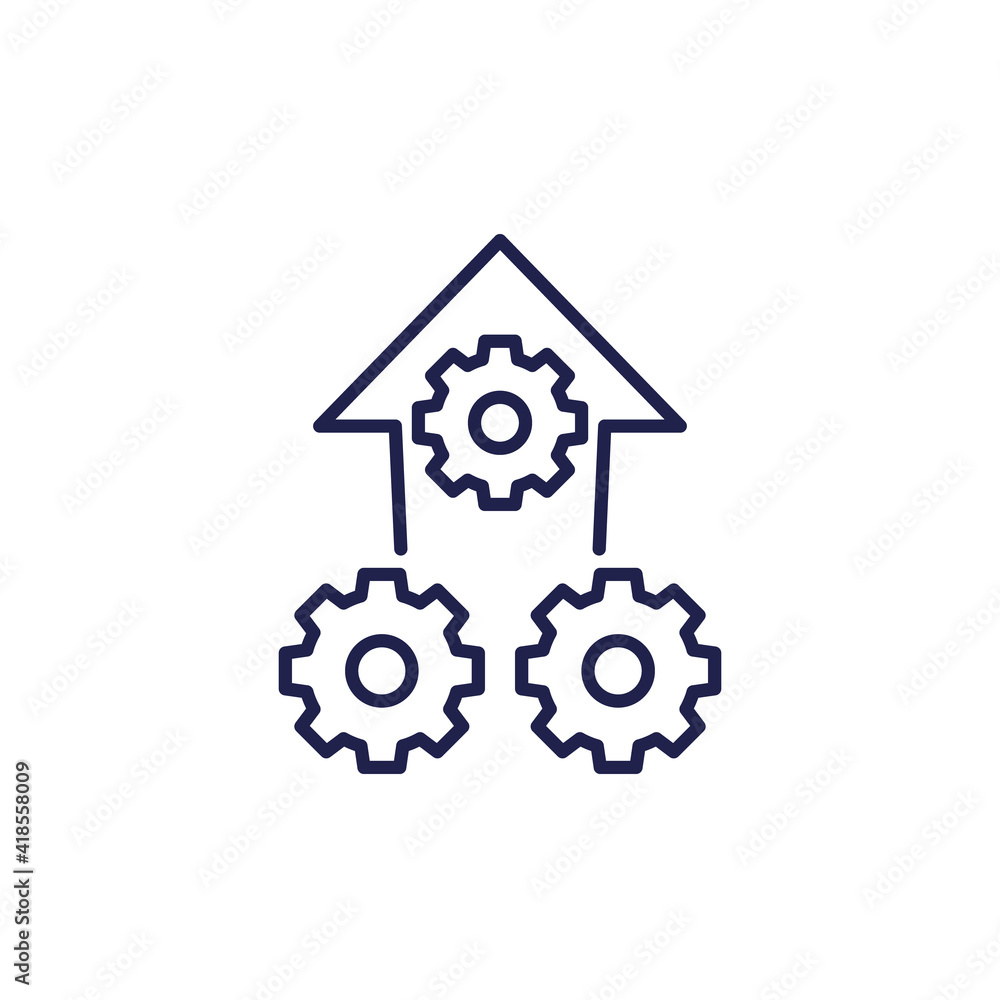 Operational excellence, efficient production line icon on white Operational excellence, efficient production line icon on white