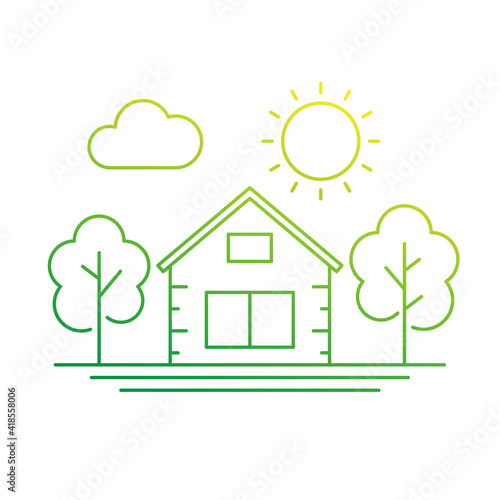 modern house vector line art