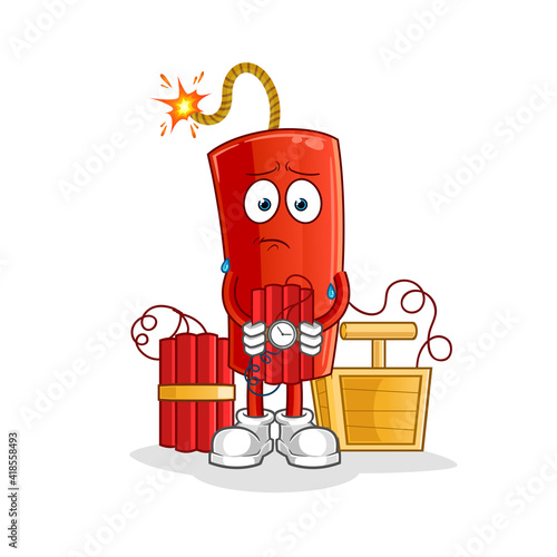 dynamite holding dynamite character. cartoon mascot vector