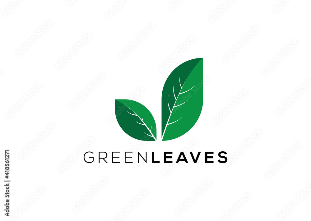 Vector leaf logo, green clean eco icon tree growth. green  leaves