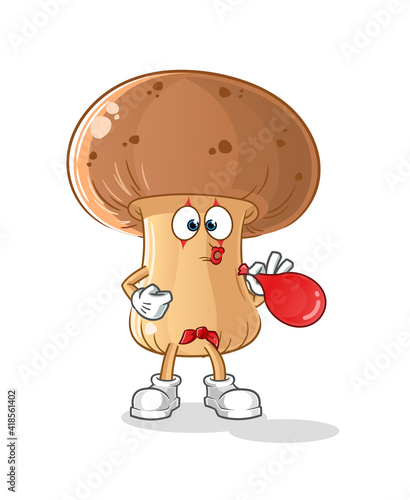 mushroom pantomime blowing balloons character. cartoon mascot vector