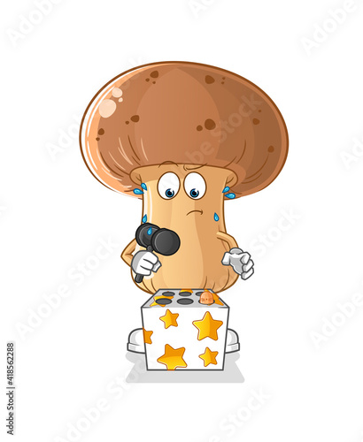 mushroom play whack a mole mascot. cartoon vector