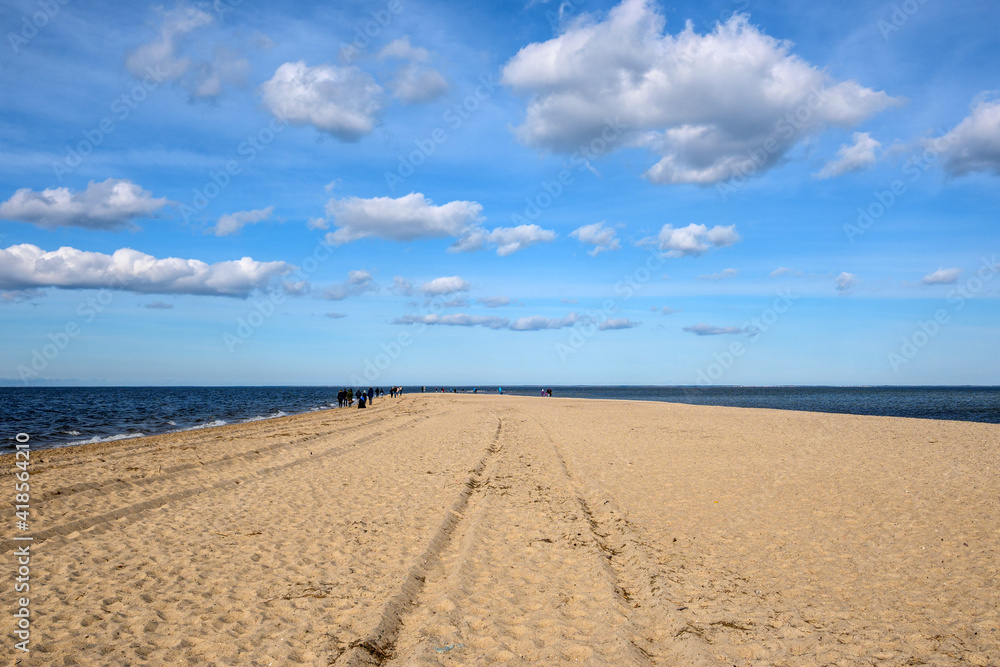 Sandy beach in Rewa in northern Poland. Rewa is a popular tourist resort on the Baltic Sea. Sandy beach in Rewa in northern Poland. Rewa is a popular tourist resort on the Baltic Sea.