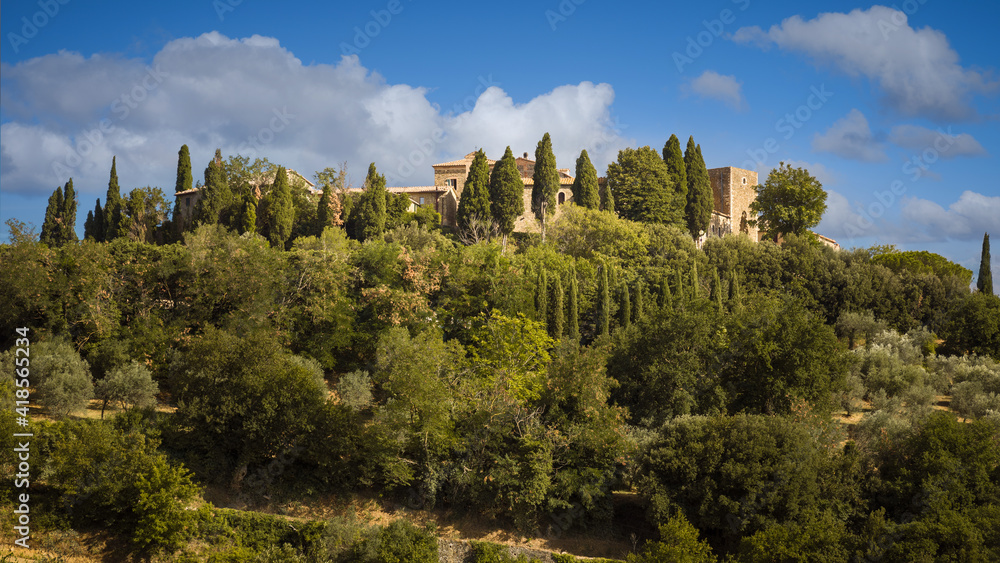 Panoramic view of Sant'Angelo in Colle, Montalcino, Italy