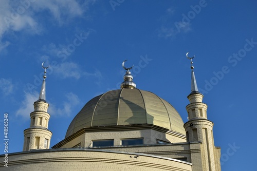The crescent is a symbol of Islam. Mosque "Nur-Ikhlas". Naberezhnye Chelny. Russia.