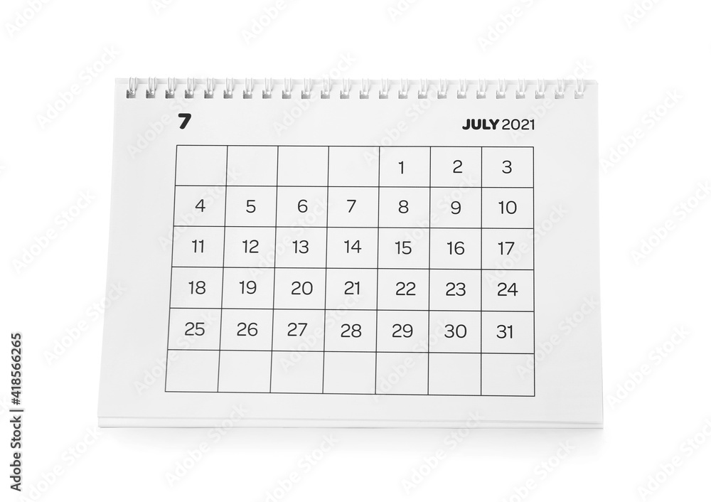 Flip paper calendar on white background Flip paper calendar on white background