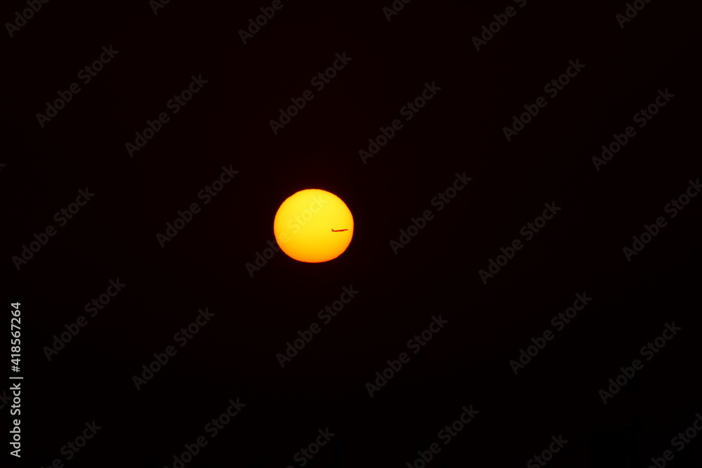 sun with plane sun with plane