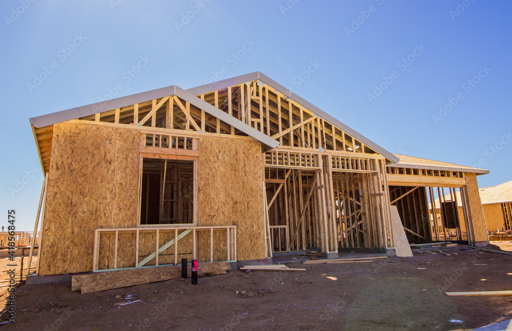 Framing Of New House Under Construction Framing Of New House Under Construction