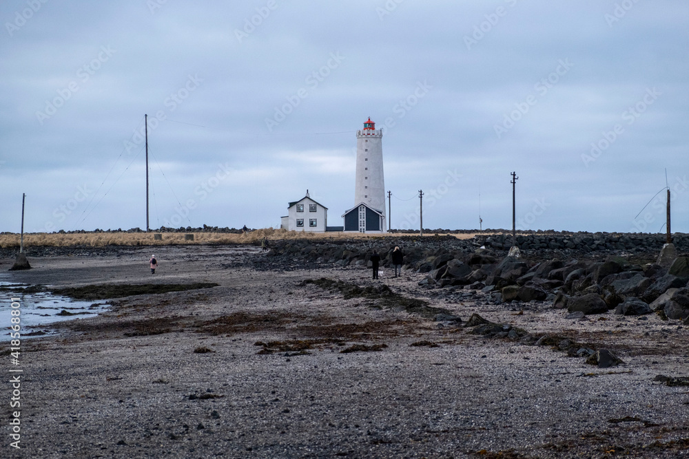 Grotta lighthouse on the Seltjarnarnes peninsula in Reykjavik. Grotta lighthouse on the Seltjarnarnes peninsula in Reykjavik.