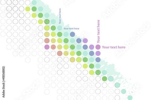 Matriz en cascada de circulos de colores para fonde de escritorio web o documento