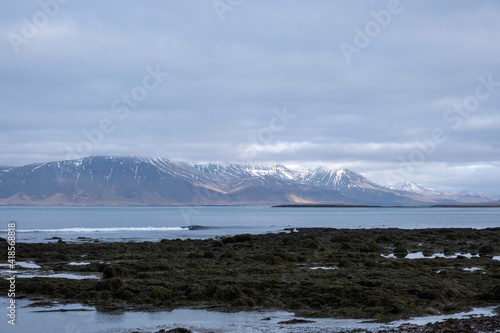 View of Mount Esjan from the Seltjarnarnes peninsula.