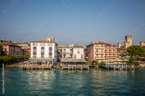 Sirmione. View of the marina and the town on Lake Gardaa. Lombardy, Italy © Ilia Baksheev
