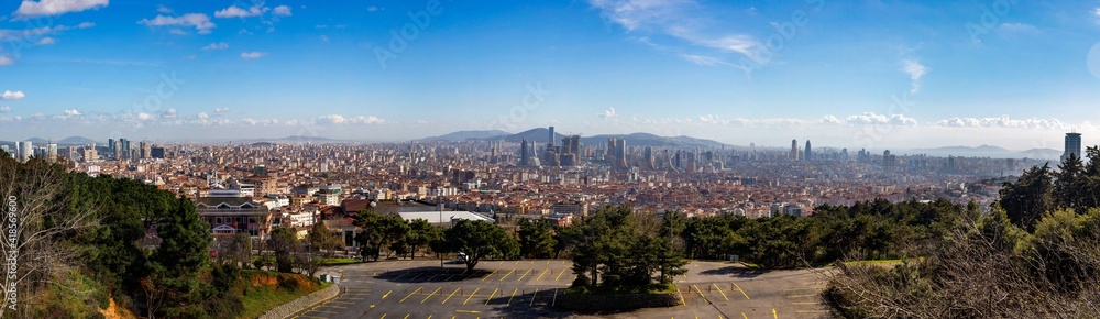 Panorama of asian part of Istanbul. Big city with skyscrapers.Turkey.