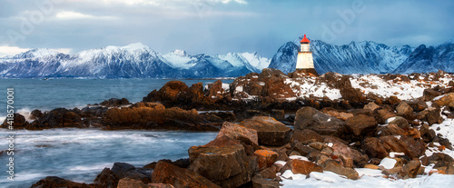 Wallpaper Mural Lighthouse on the island of Gimsoy, Norway, Lofoten Islands Torontodigital.ca